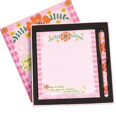 Divinity Boutique - Wholesale Stationery/Notecard Set - Spanish Square Box Pad Pen Set1