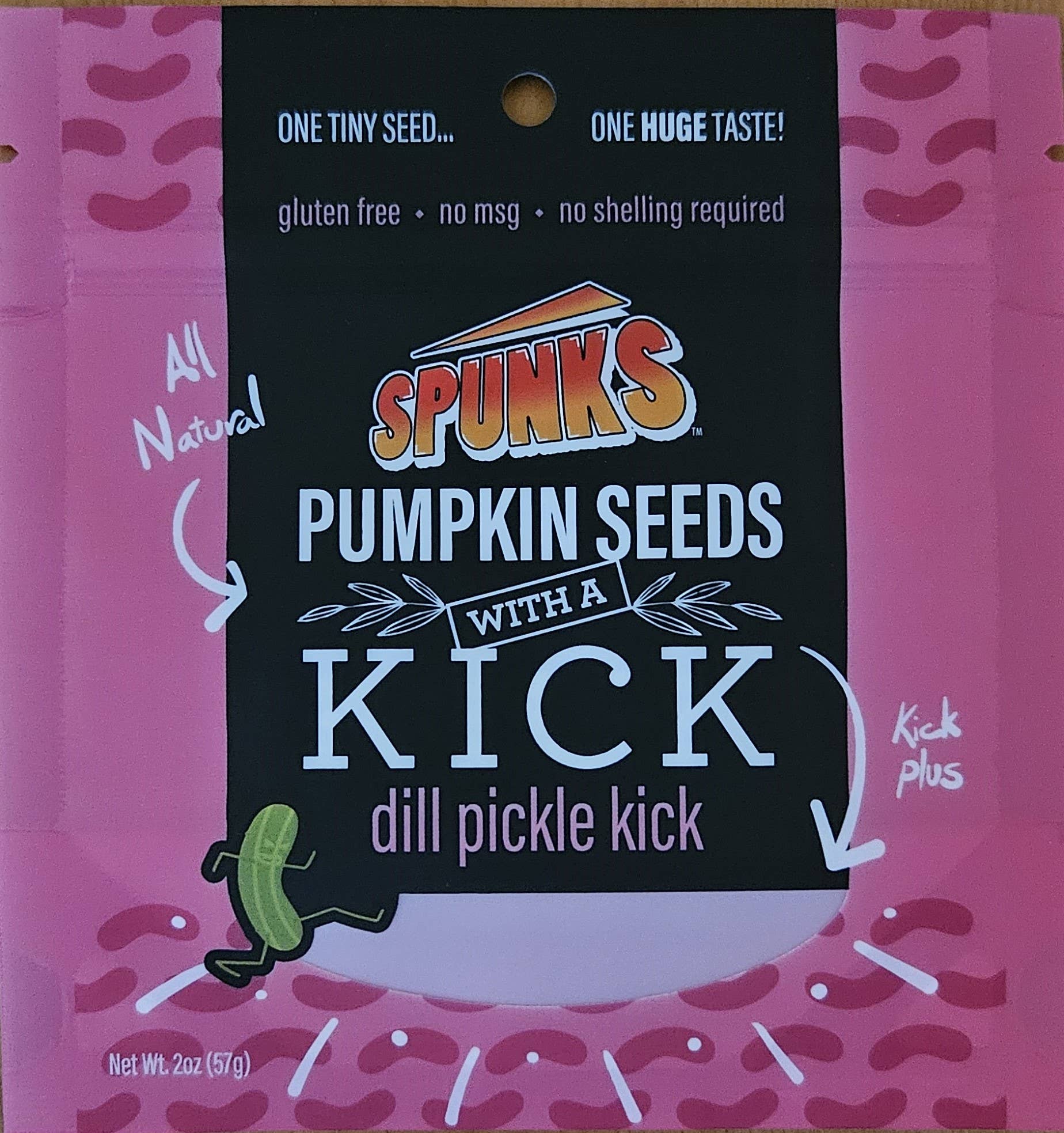 SPUNKS 'pumpkin seeds with a kick' - Wholesale Seeds/Kernels - SPUNKS Dill Pickle Kick 2 oz.