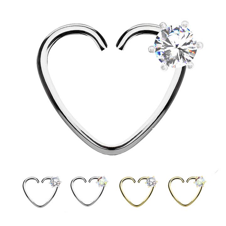 Hjärtformade Ear Piercing med Crystal - PJ-063 för wholesale av Awaken