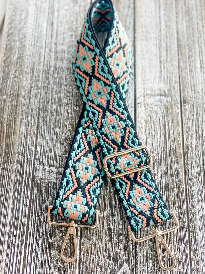 Crossbody Guitar Strap "Coral Flair" for wholesale by Harris Girls & Co.