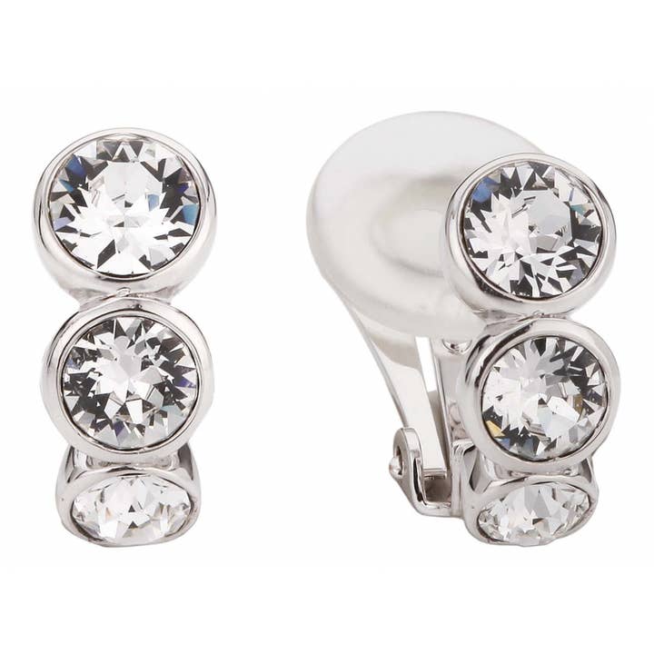 Traveller Clip earrings - platinum plated - Crystals for wholesale by Hollander Jewels B.V.
