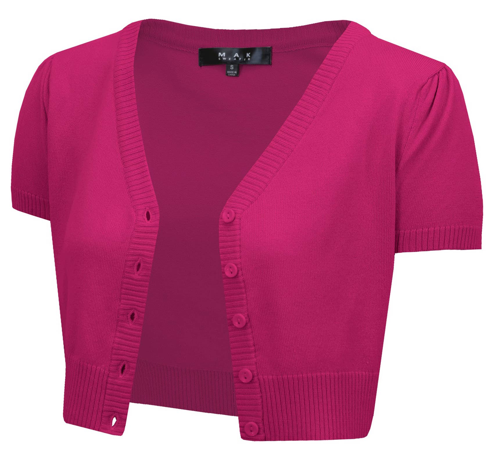 Mak - Vente Cardigan – femme - Cardigan boléro court à manches courtes bouffantes et col en V HB213735