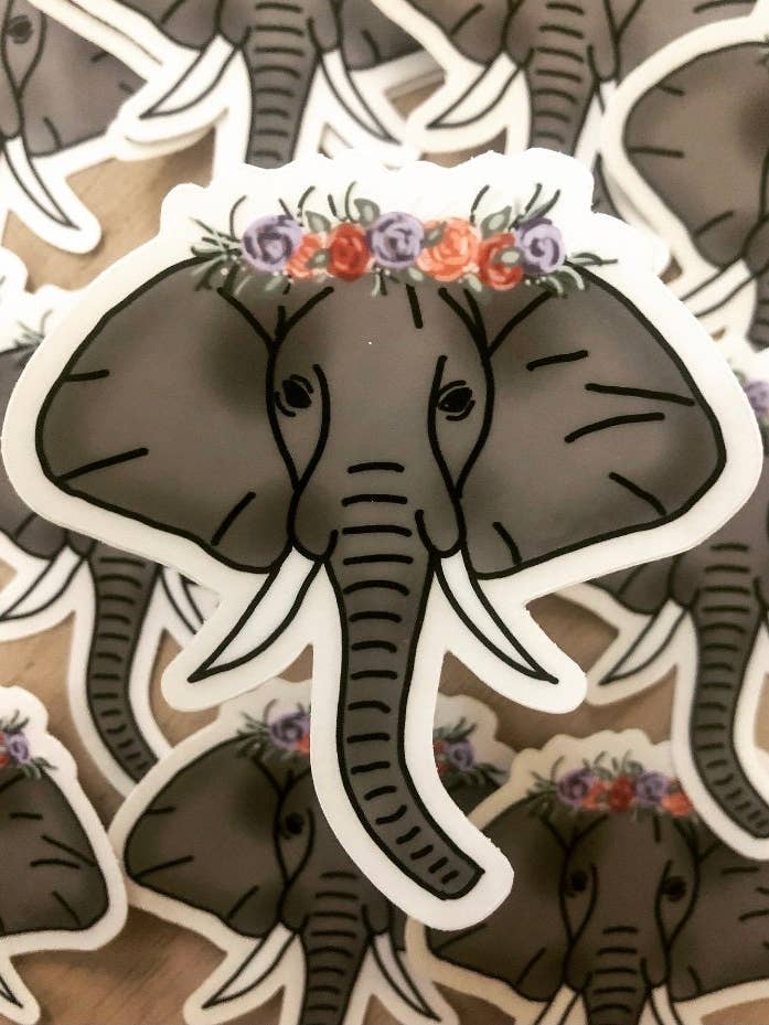 Elephant sticker for wholesale by Alex Greco Lettering