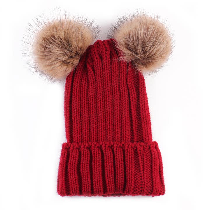 PatPat - Wholesale Mommy & Me Sets - Double Hairball Knitted Beanie Hats for Mommy and Me