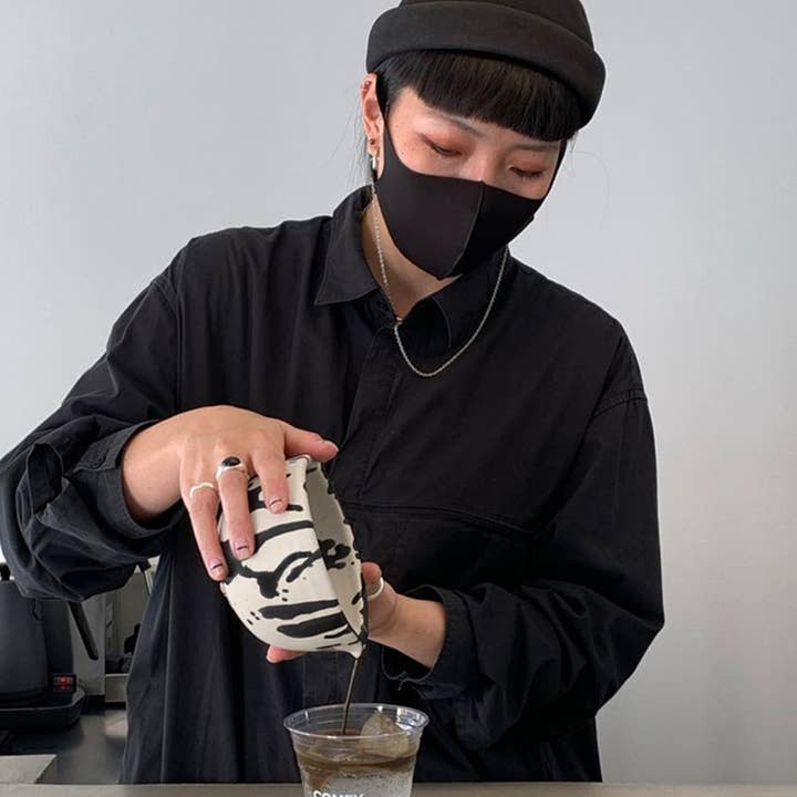 OWO Ceramics - Wholesale Bowl - Rock Handmade Ceramic Matcha Chawan Bowl - Black & White2