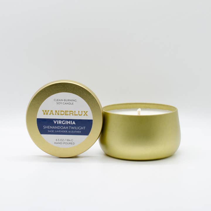 Vela de soja Wanderlux Virginia Shenandoah Twilight de 6.5 onzas para venta al por mayor de Wanderlux Candles