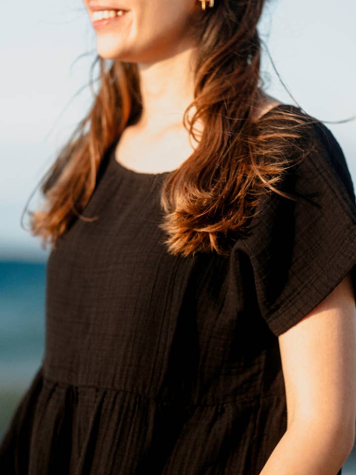 Moa - Wholesale Dress - Women's - Double Gauze Cotton Beige Midi Dress 7