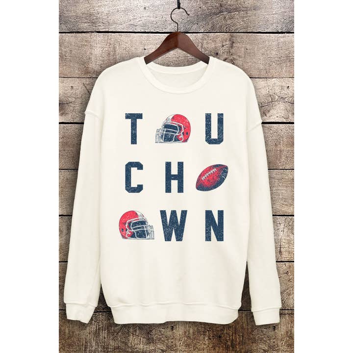 HRTandLUV - Wholesale Graphic Sweatshirt - Women's - TOUCH DOWN MINERAL SWEATSHIRTS