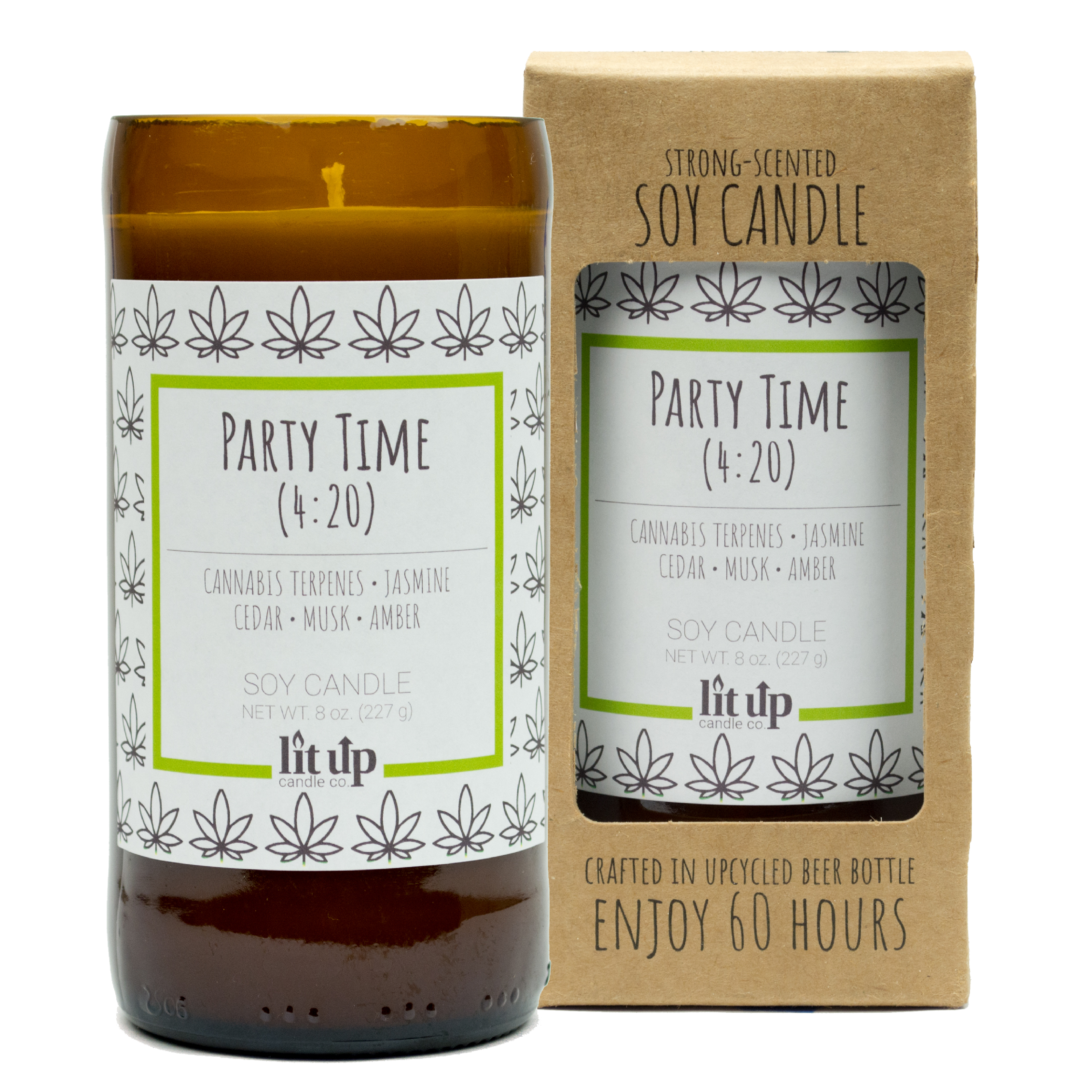 Lit Up Candle Co. – wholesale Jar/filled candle – 8-PACK 8 oz. scented soy candles in upcycled beer bottles9