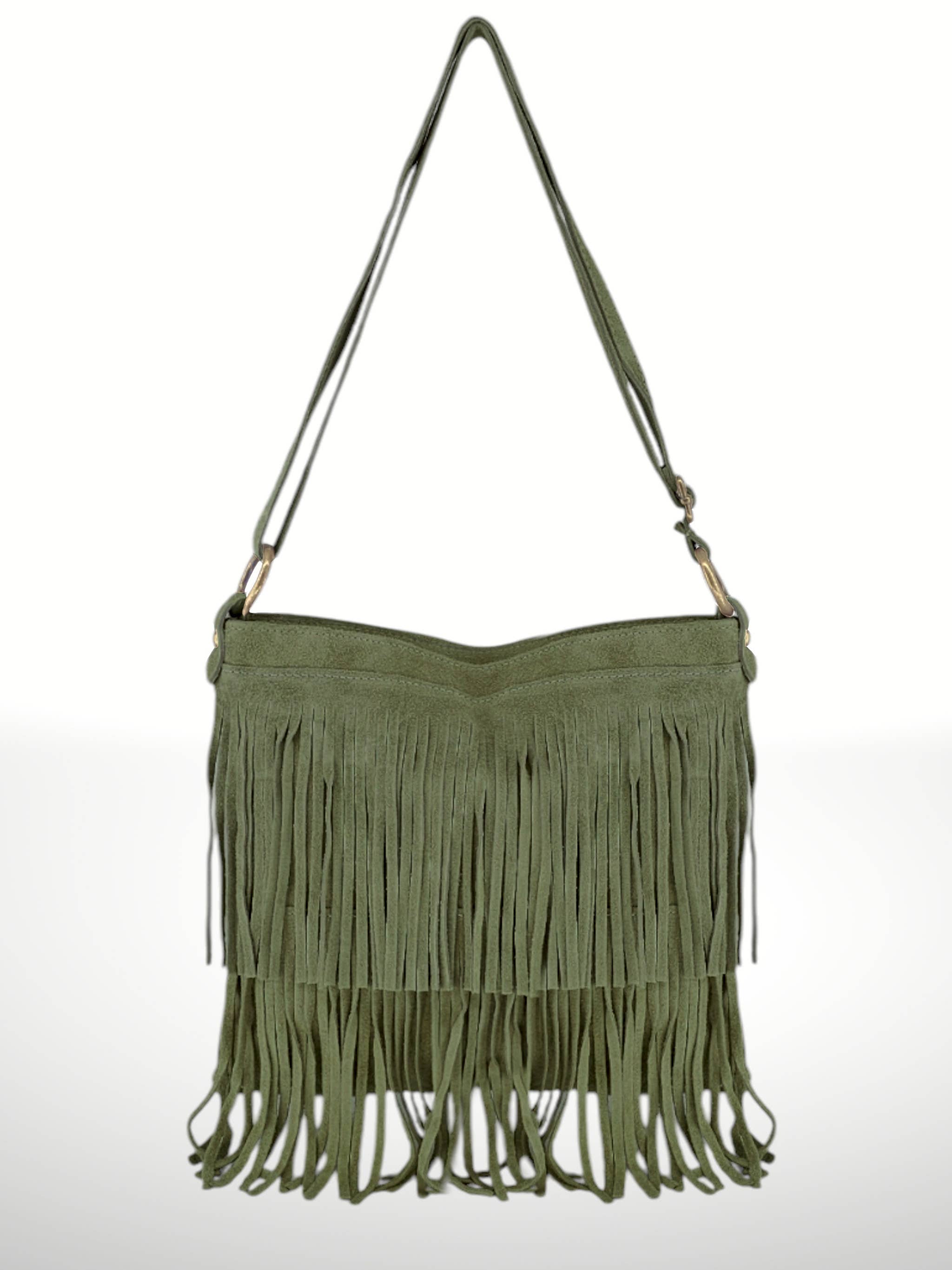 ITALIAN'S LEATHER - Wholesale Crossbodytas - Dames - Suède leren tas Cascade met franjes8