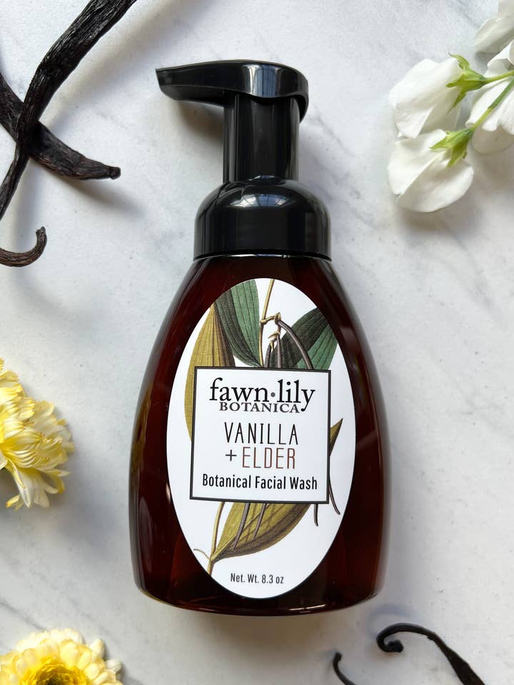 VANILLA BEAN + ELDER FLOWER BOTANICAL FACIAL WASH for wholesale by Fawn Lily Botanica