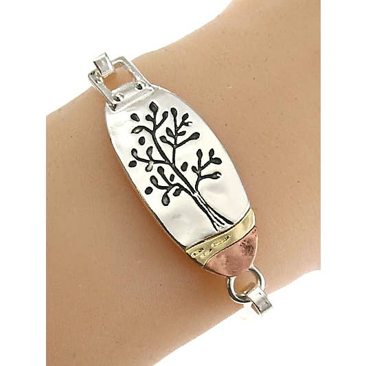 FR4161 Antique Silver Tree of Life Oval Casting Bangle for wholesale by 0011 PREMIERE