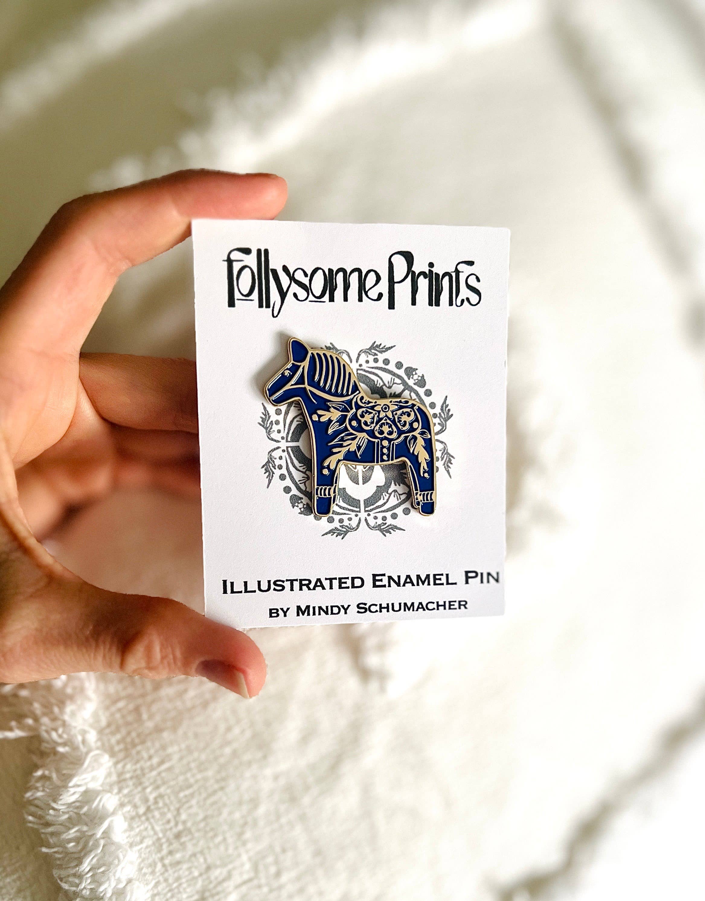 Follysome Prints - Wholesale Lapel Pin/Button - Dala Horse Enamel Pin4