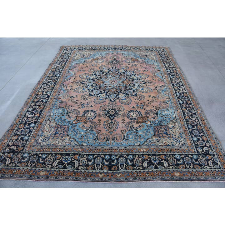Used Persian Wool Rug - Blue & Pink Classic Design for wholesale by Anatolia Loom
