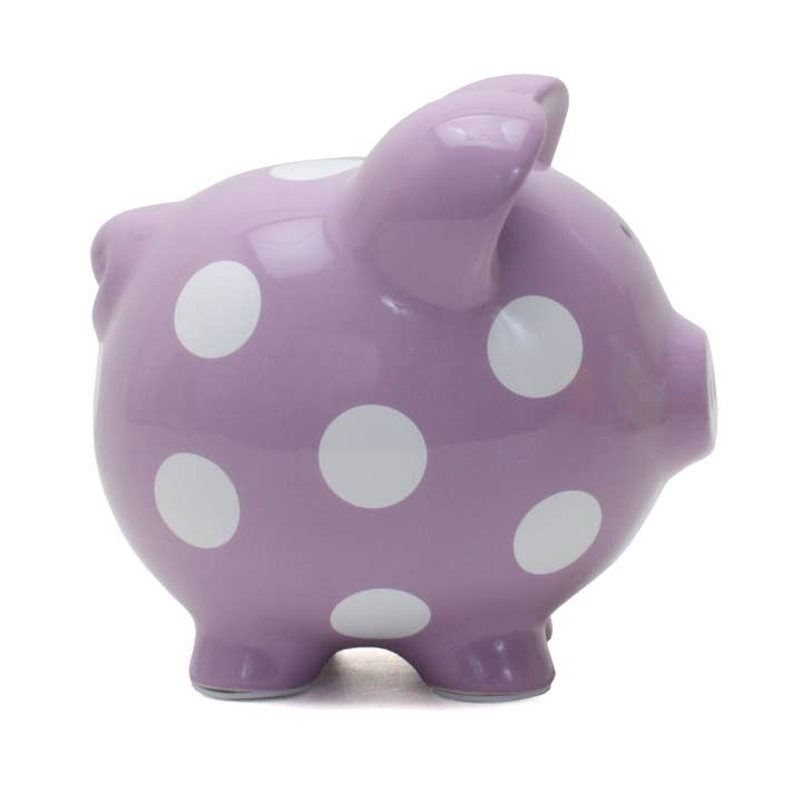 Child To Cherish® - Wholesale Money/Piggy Bank - Kids & Baby - Purple Polka Dot Piggy Bank3