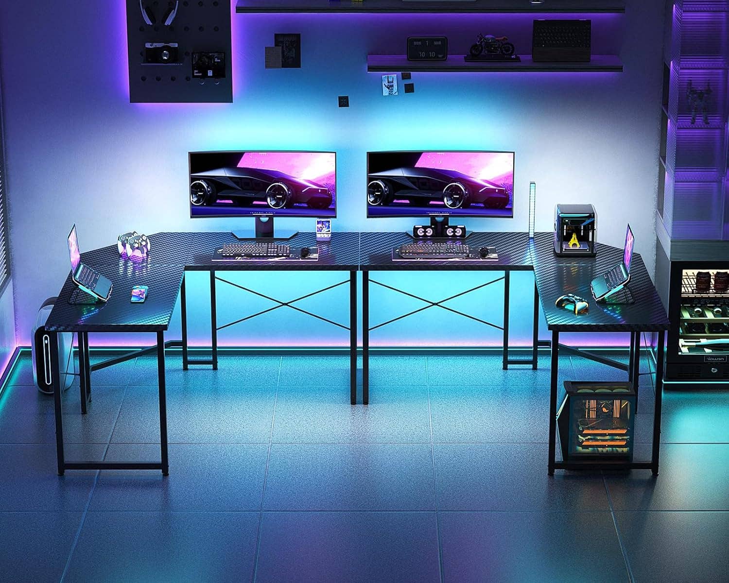 L Shaped Gaming Desk 51 Inch Computer Desk Carbon Fiber for wholesale on Faire4