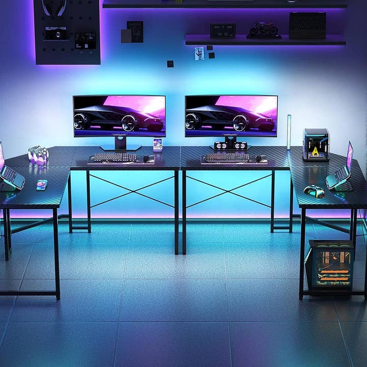 L Shaped Gaming Desk 51 Inch Computer Desk Carbon Fiber for wholesale on Faire4
