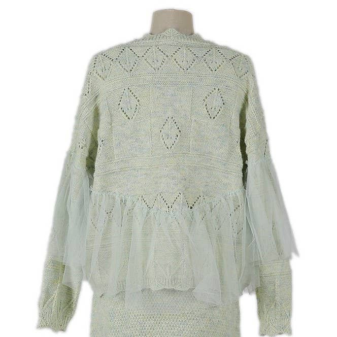 PEACH ACCESSORIES - Wholesale Cardigan - Women's - Knitted Cardigan with Lace Detail SDK15310