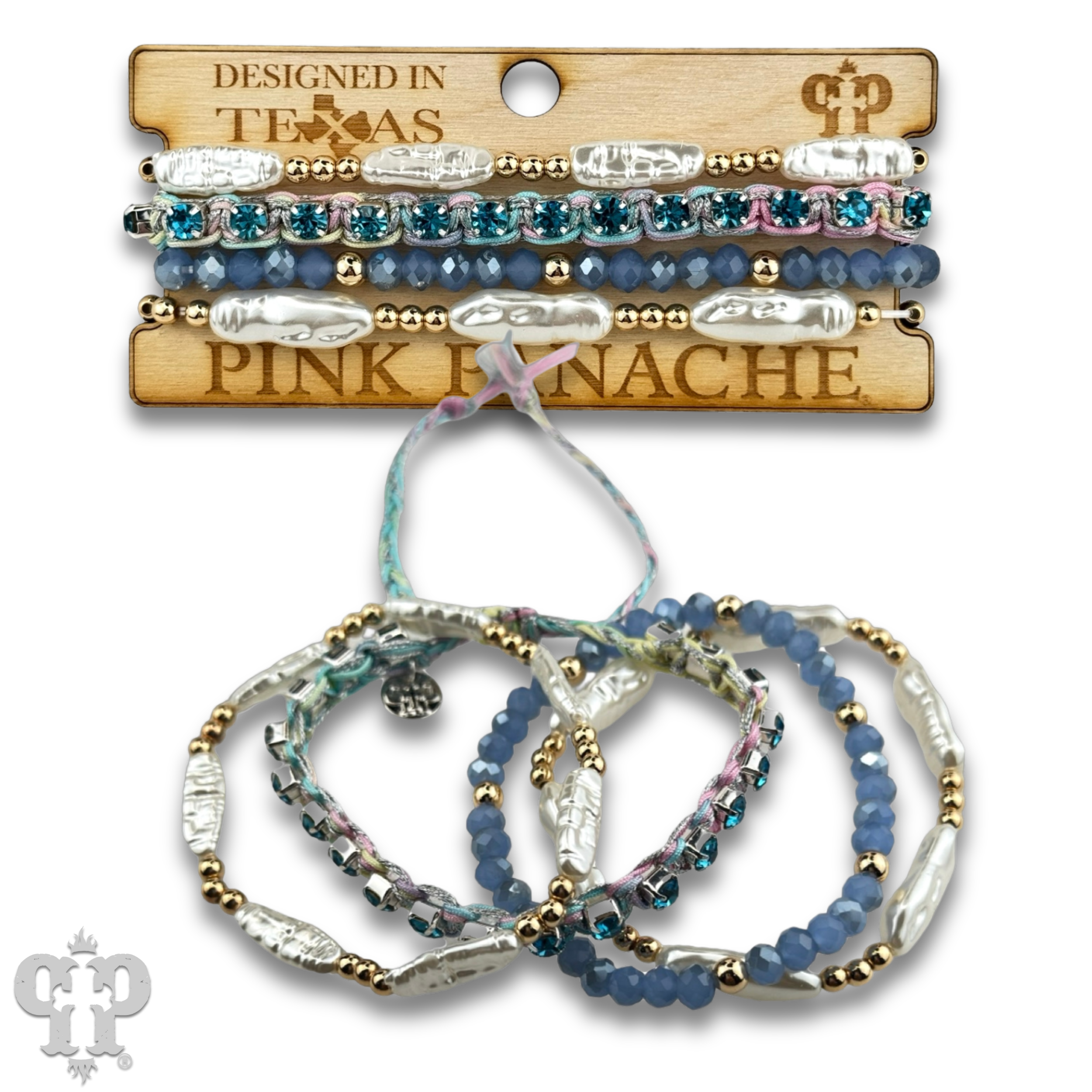 Pink Panache Brands - Wholesale Jewelry Set - Rhinestone slide and variety bead bracelet set, curvy fit0