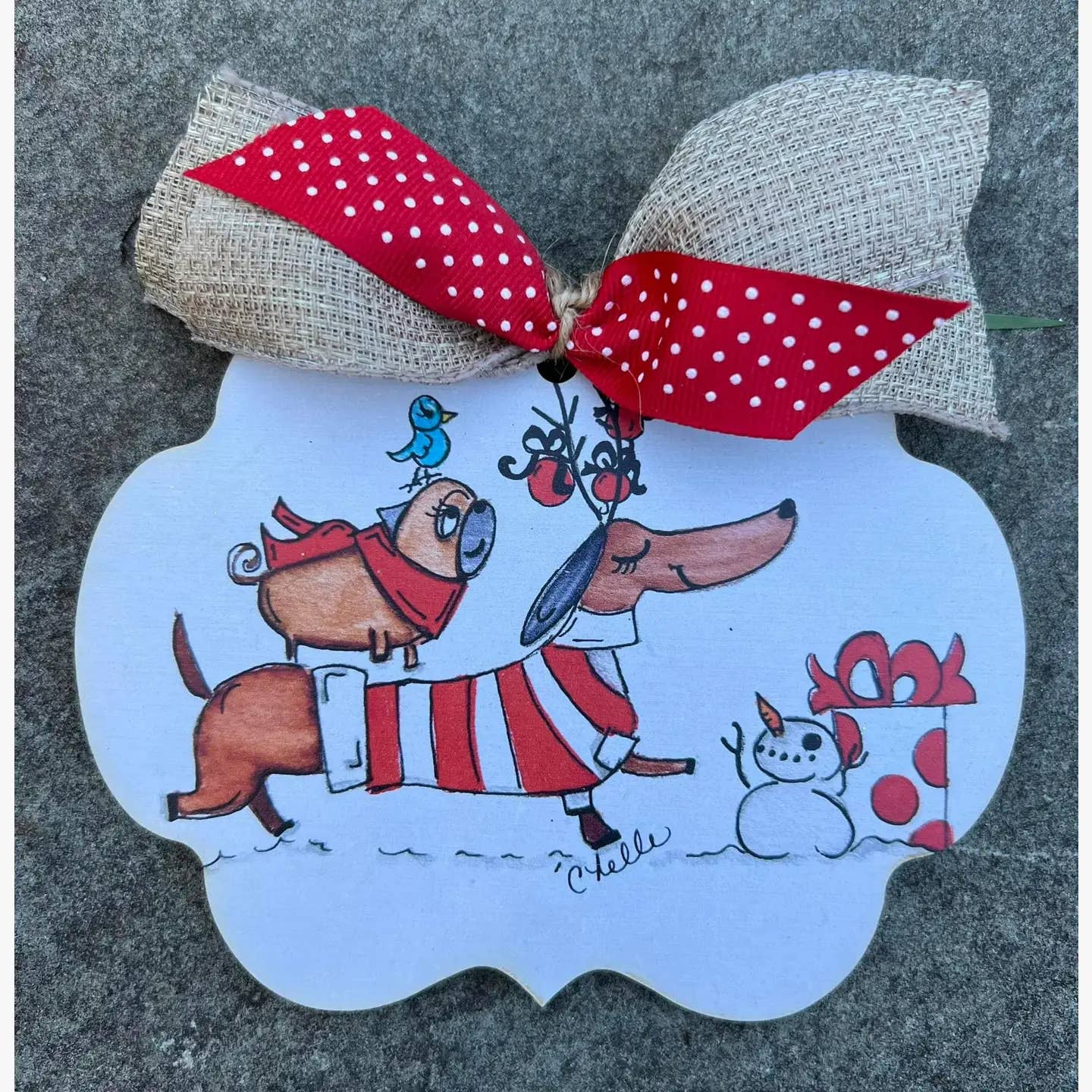 The Happy Butterfly - Wholesale Ornament - Christmas Ornament: Daschund & Friends