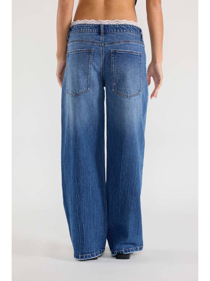 MEDIUM OPEN PACK Baggy Wide Jeans with Waist Band Lace WEP3665 for wholesale on Faire7