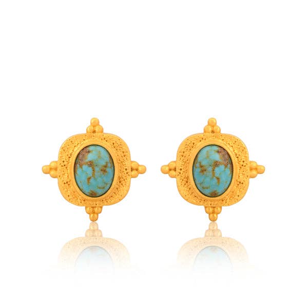 Boucles d'oreilles à tige Lost in Paradise - Turquoise pour la vente par Christina Greene LLC