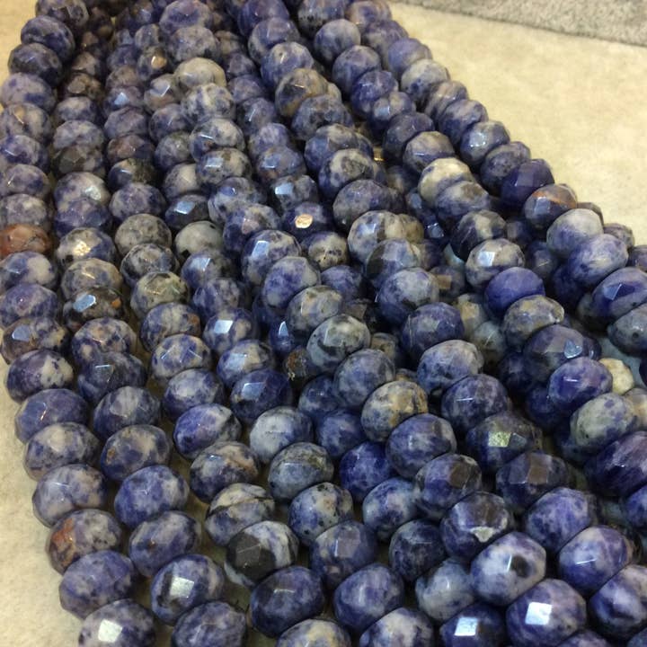Only Beads - Wholesale Beads - Large Hole Sodalite Beads–6x10mm Faceted Rondelle,7.75Strand