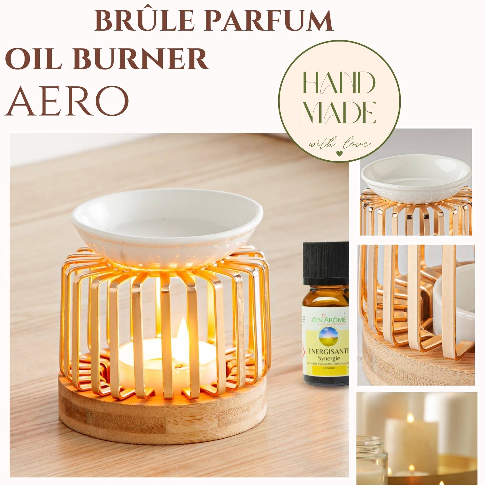 Zen'Arôme – Engroshandel Lyseholder – Moderne duftbrænder i metal, keramik og bambus Aero1
