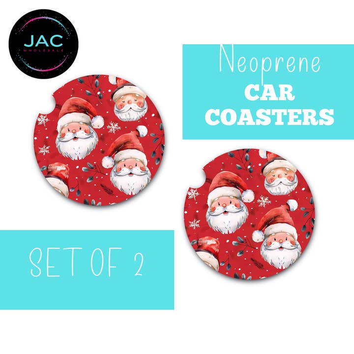 Jolly Santa Christmas Car Coasters for wholesale by JAC Wholesale