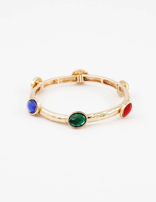 Pretty Persuasions - Wholesale Bangle Bracelet - B25034 Glass Bead/Faux Pearl Adorned Stretch Bangle Bracelet6