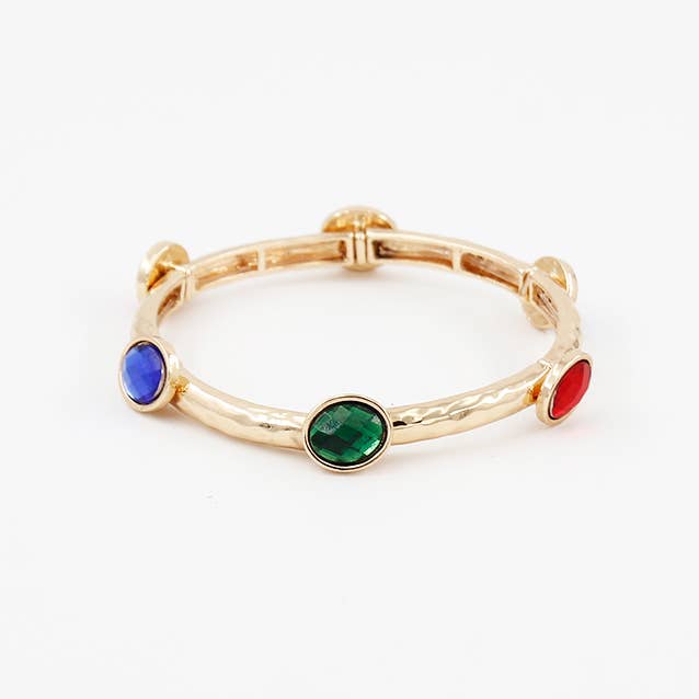 Pretty Persuasions - Wholesale Bangle Bracelet - B25034 Glass Bead/Faux Pearl Adorned Stretch Bangle Bracelet6