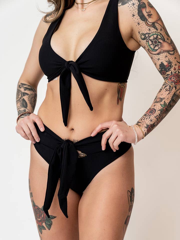 Rose Ribbed Bikini Bottom for wholesale by The Gold Elite Collective