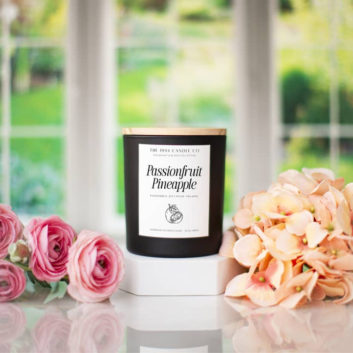 Passionfruit Pineapple | Matte Black Candle for wholesale by The 1994 Candle Co