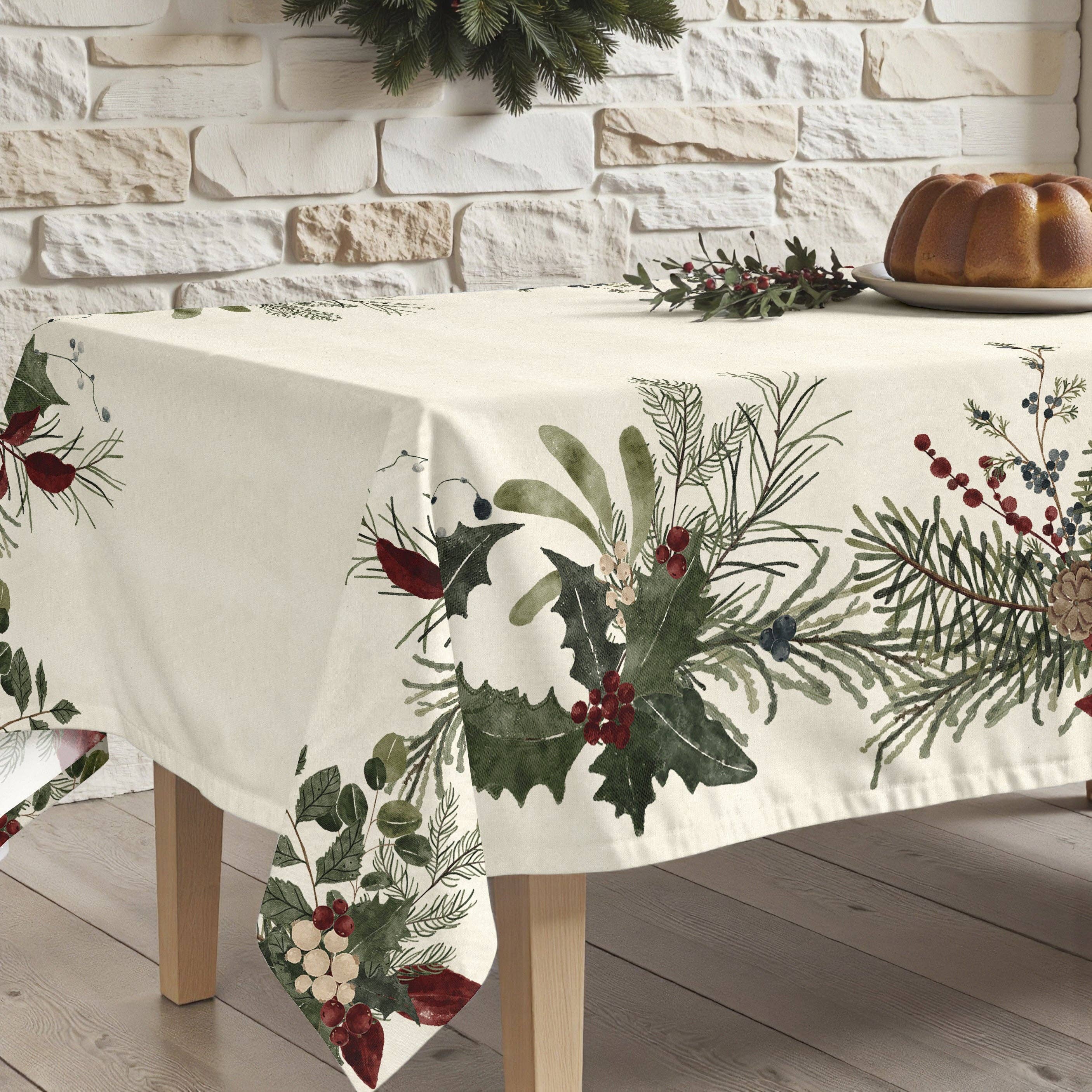 SG HOGAR – wholesale Tablecloth – Christmas Mistletoe Stain-Resistant Tablecloth1