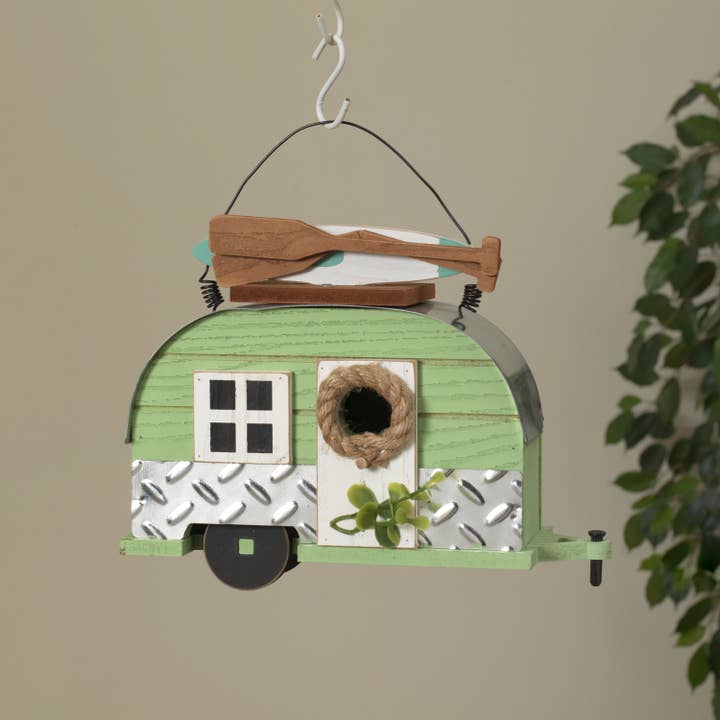 The Gerson Companies - Wholesale Bird House - 9.5"L Wood & Metal Camper Bird