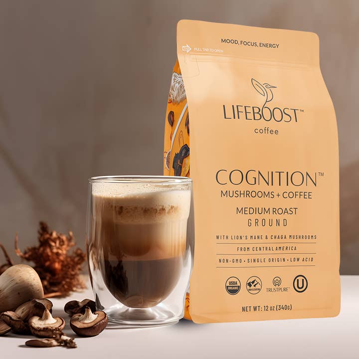 Lifeboost Coffee - Wholesale Ground Coffee - New! Cognition Mushroom Ground Coffee