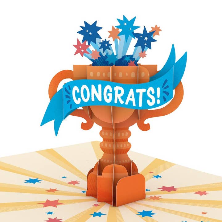 Lovepop Cards - Wholesale Congratulations Card - Amazing Congrats Trophy: 4.5''x5.9'' Paperpop® Card