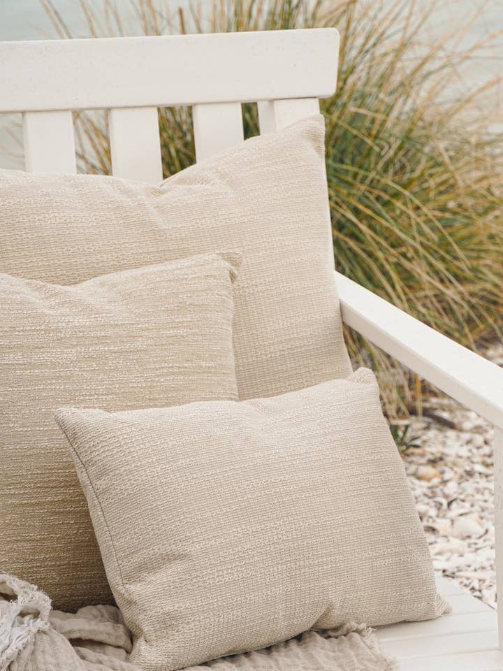Natural Waves Beige Indoor Outdoor Pillow for wholesale by Anaya Home