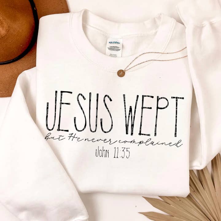 Jezus Huilde Gildan Sweater met Ronde Hals voor wholesale door AJ Express