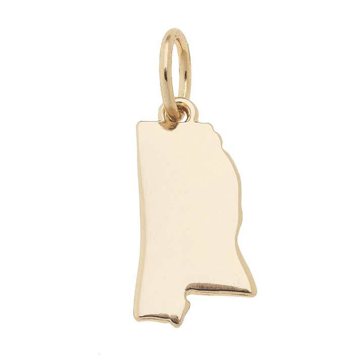 Alabama Shaped State Charm in Shiny Gold for wholesale by Canvas Style
