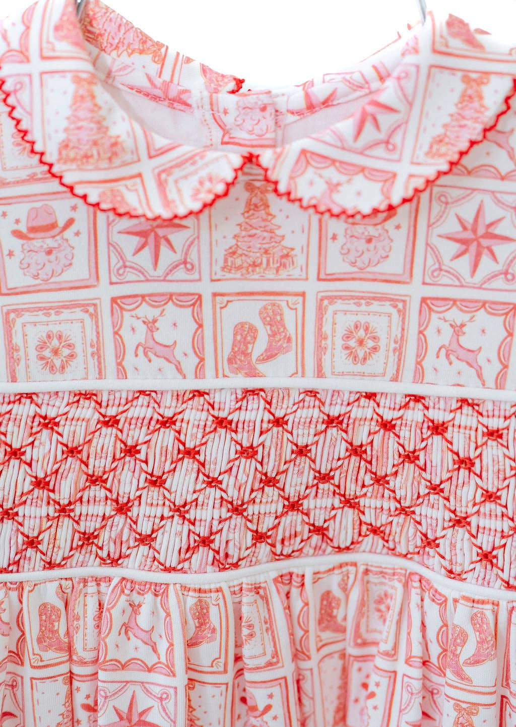 Ruth and Ralph - Wholesale Bodysuit (Non-Footed) - Baby - Christmas Tiles Smocked Pima Cotton Emma Bubble3