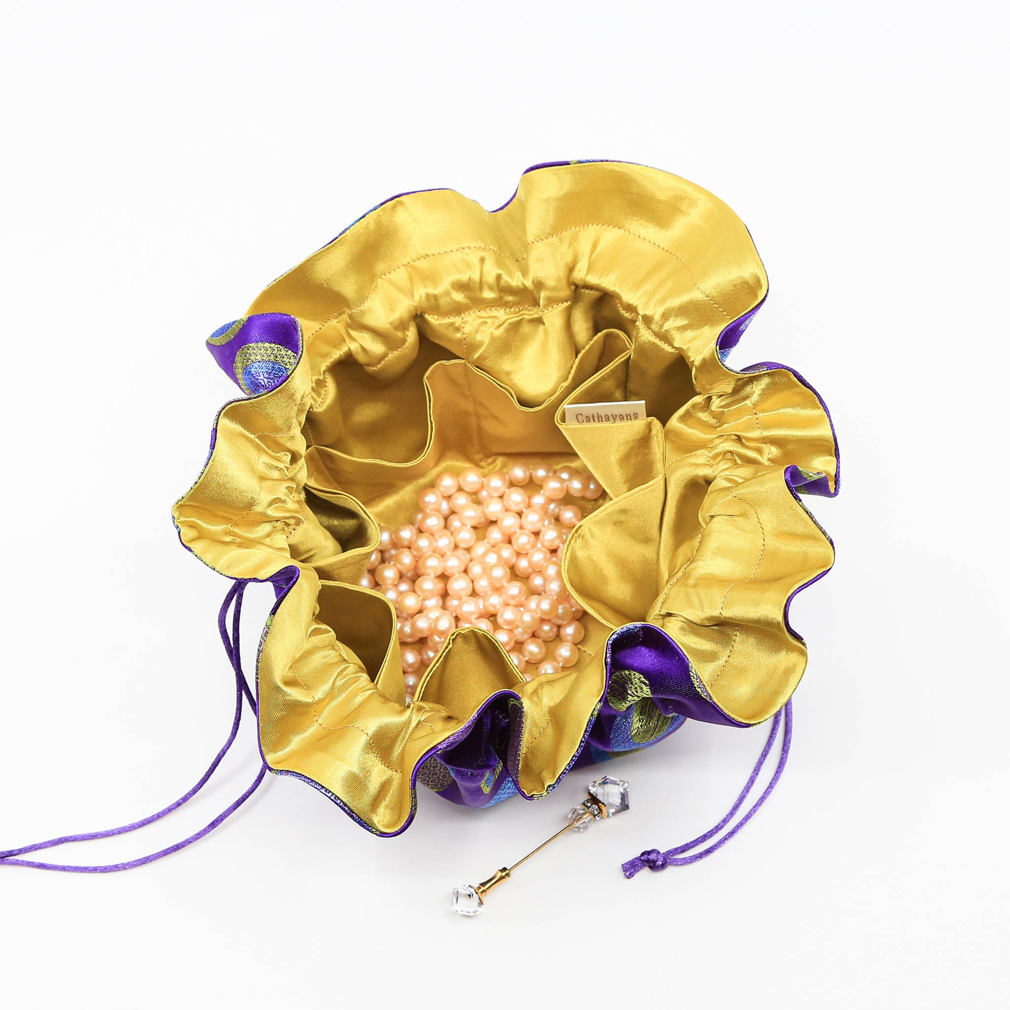 Cathayana - Wholesale Jewelry Box/Organizer - Polka Dots Brocade Jewelry Pouch1