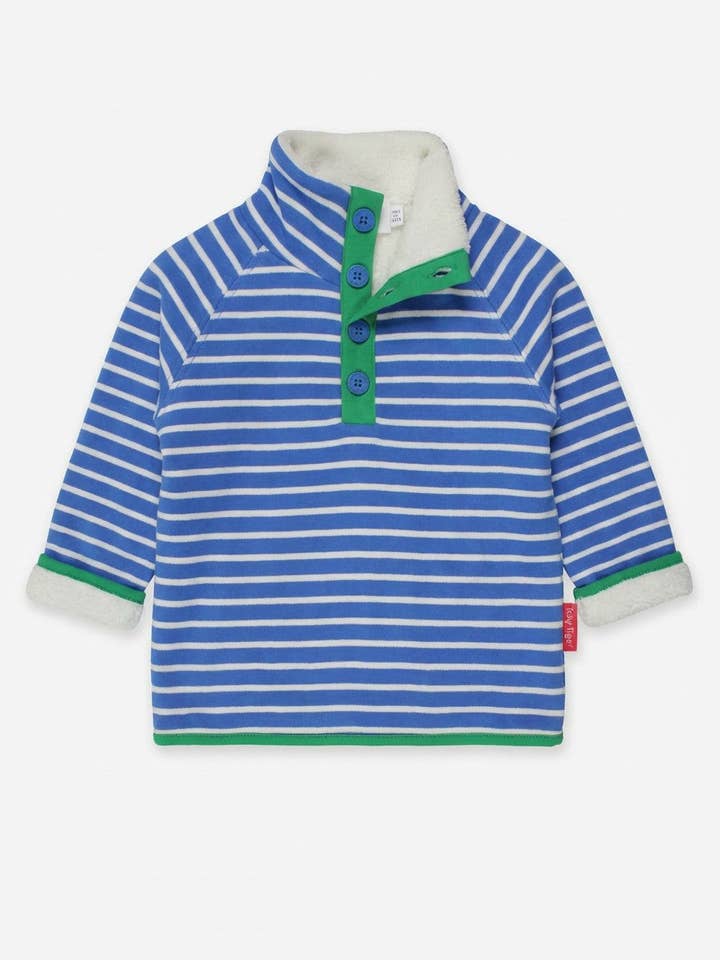 Organic Blue Breton Cosy Fleece Sweatshirt for wholesale by Toby Tiger UK