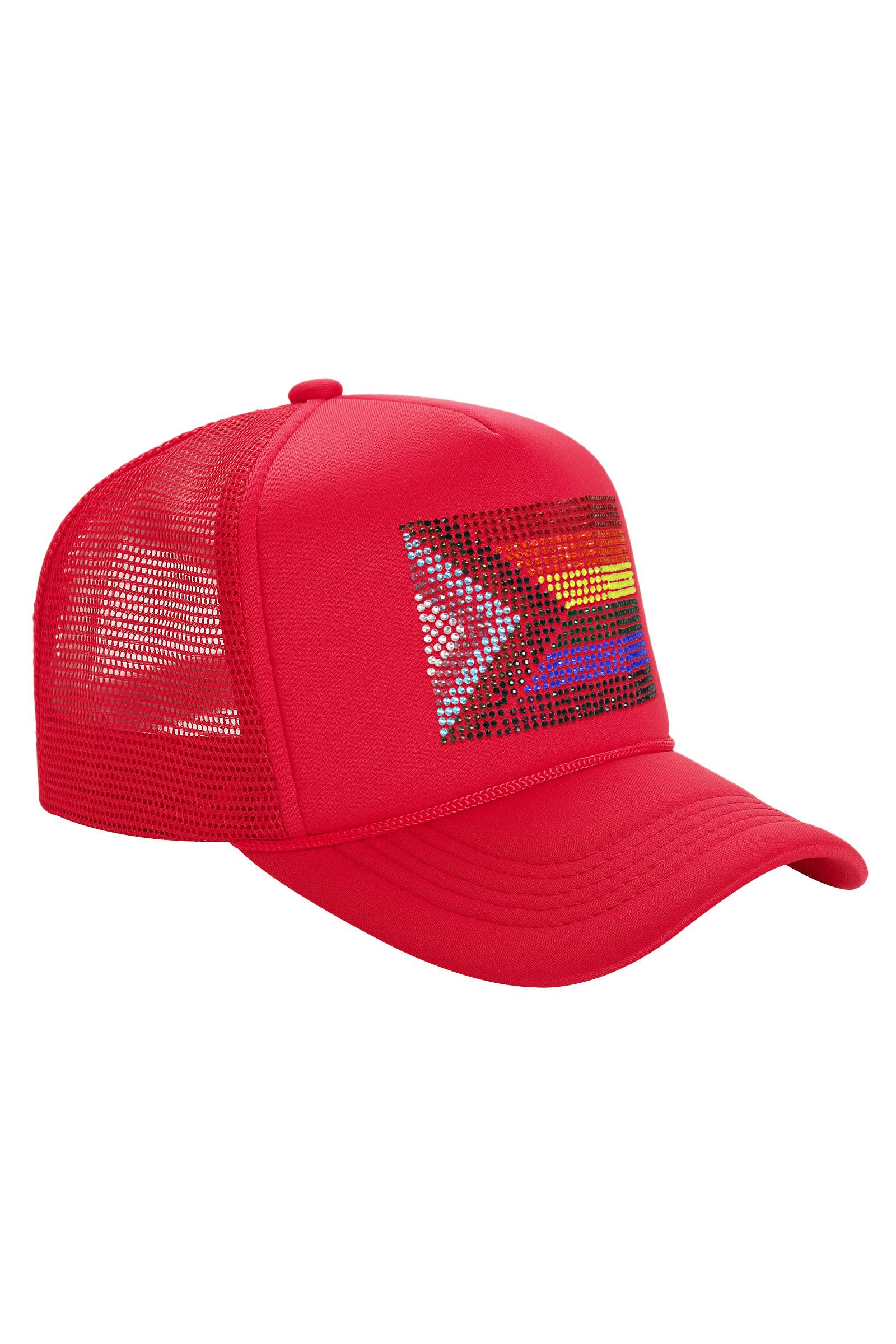 Cap Zone - Wholesale Trucker Hat - Unisex - Bling Rainbow Pride Flag Sponge Trucker Hat17