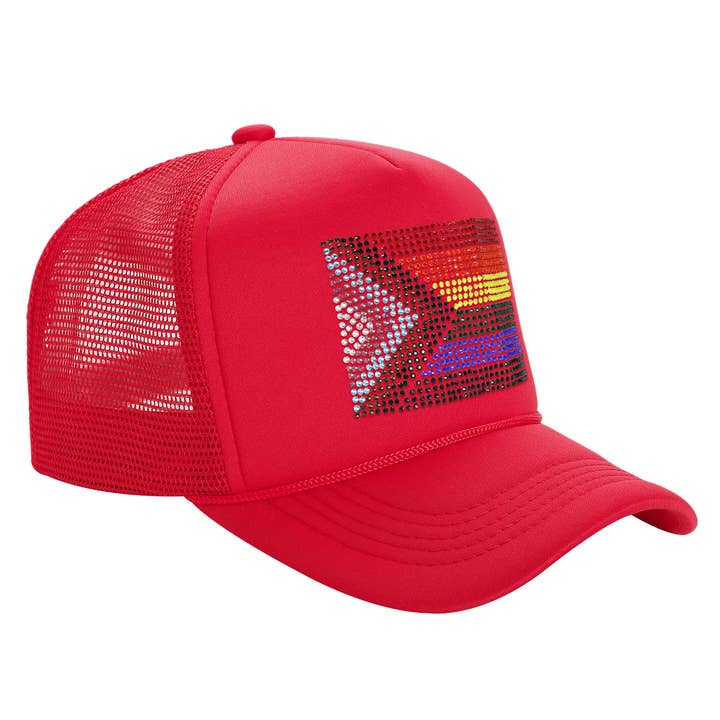 Cap Zone - Wholesale Trucker Hat - Unisex - Bling Rainbow Pride Flag Sponge Trucker Hat17