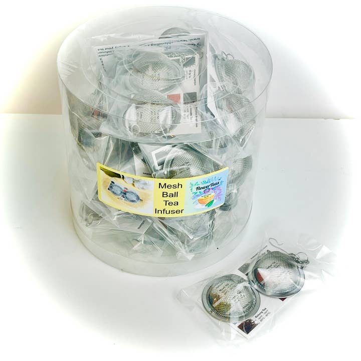 FlowerTeas - Wholesale Tea Strainer/Infuser - Bulk Barrel #20 Packaged Mesh Ball Tea Infusers
