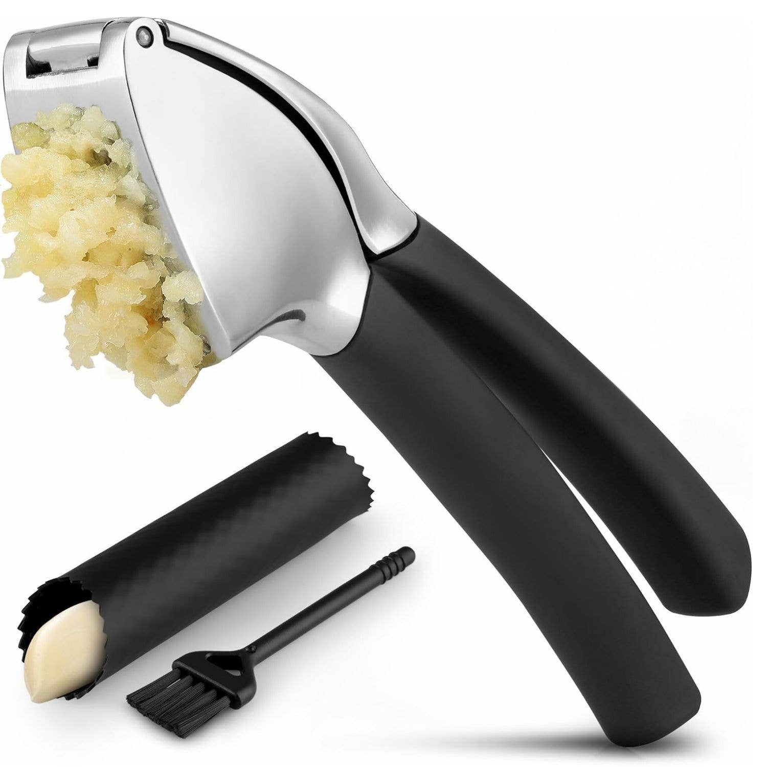 Zulay Kitchen - Wholesale Kitchen Tool/Gadget - Garlic Press Stainless Steel w/ Peeler and Brush14