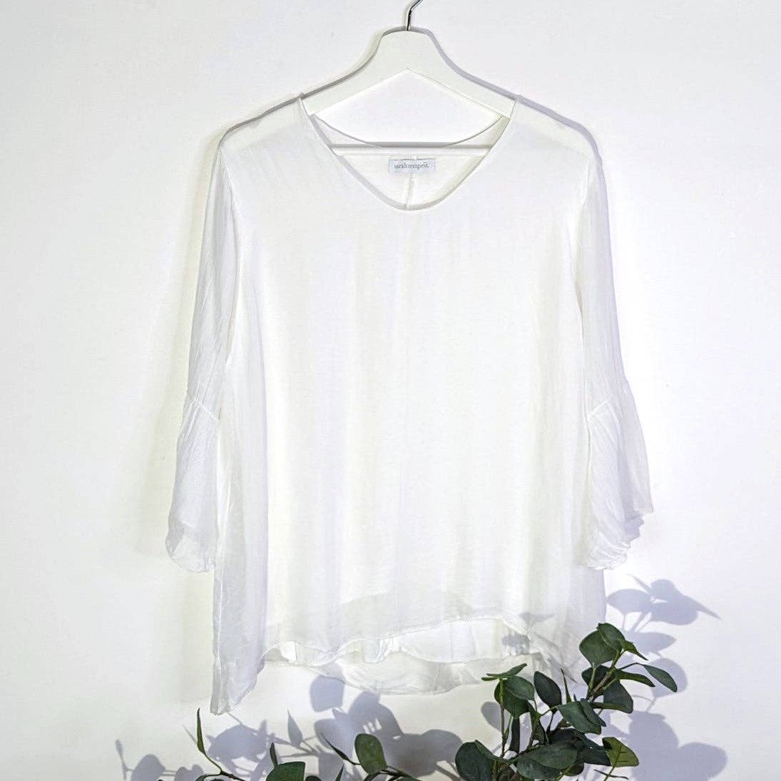 Tempest Designs - Vente Chemisier – femme - Haut en mélange de soie avec manches légèrement évasées (S-M)3