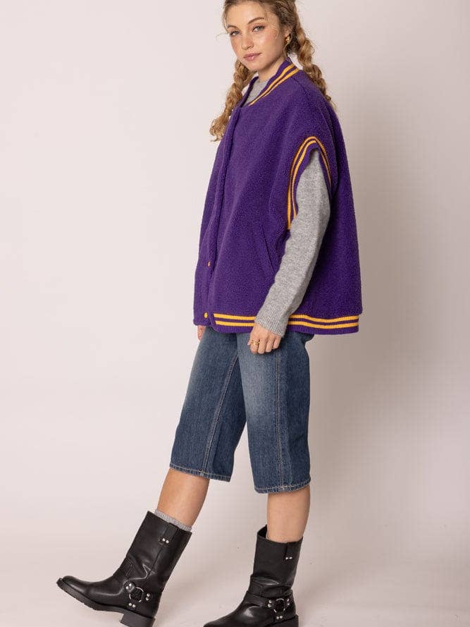 MiMi Wholesale - Wholesale Outerwear Vest - Women's - QCV420019 College Colors Sherpa Varsity Vest8