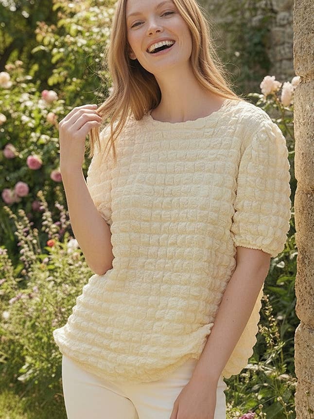 EMBOSS TEXTURE SHORT SLEEVE TOP for wholesale by Kori America